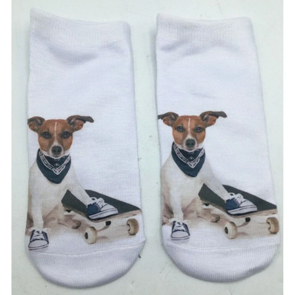 Girl Teen Socks Dog Pit Bull Skateboard Whimsical Read Size New Free Shipping